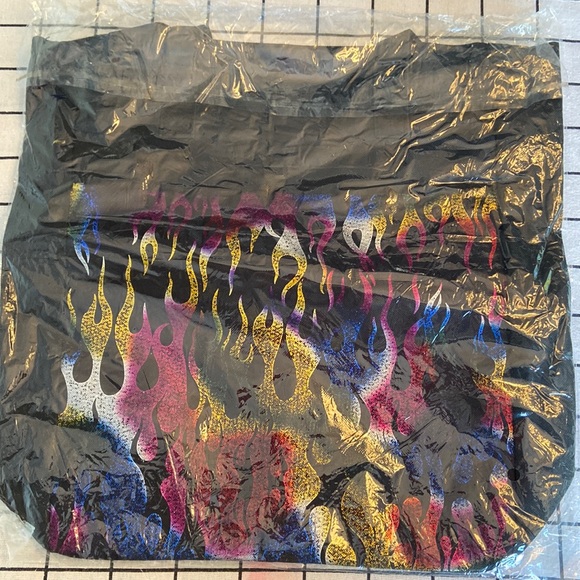 New tote bag colourful flame pattern with zipper - Picture 1 of 8